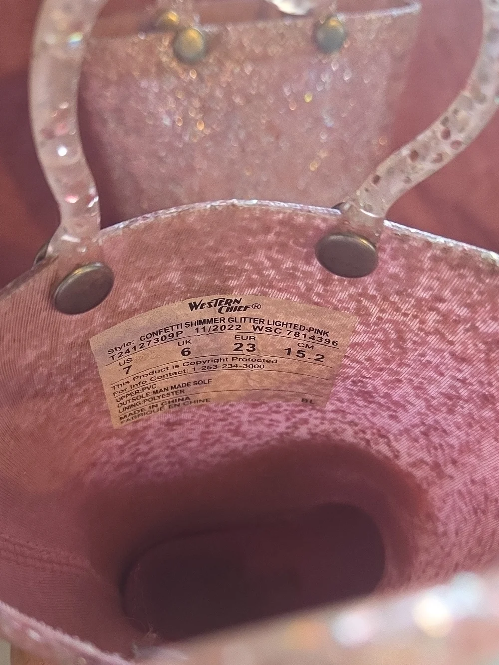 Western Chief Pink Glitter Girls' Waterproof Rain Boots